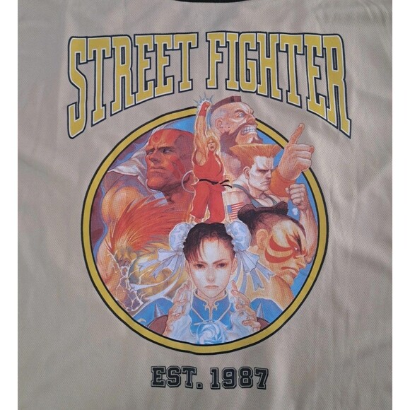 Street Fighter Baseball Jersey Button Up Men’s Size XL Black Video Game Capcom - Picture 5 of 8